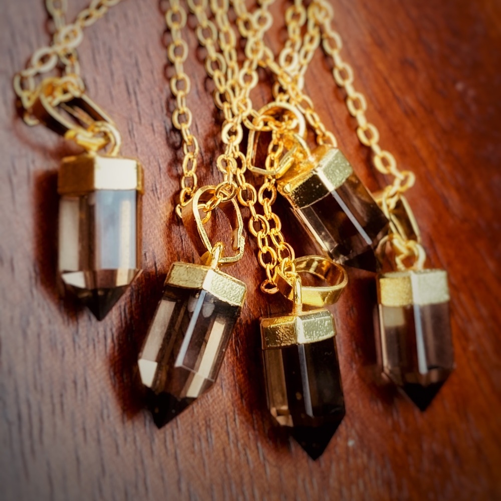 18K Smoky Quartz Point Necklace